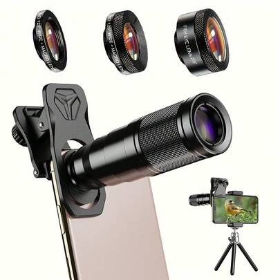  APEXEL 4-in-1 Fotografie Linsen-Set für Smartphones: 22X Telefoto-Objektiv für Smartphones mit Stativ, kompatibel mit fast allen Handy.