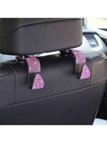 These Car Seat Back Hooks Feature Sparkling Rhinestone Inlay That Adds A Touch Of Luxury And Bling To Your Car Interior, Instantly Elevating The Aesthetic Of Your Vehicle. The Creative Invisible Foldable Design Tucks Flat Against The Seat Back When Not In Use-No Bulky Protrusions, Keeping Your Car Neat And Sleek. - Multicolor - View 2