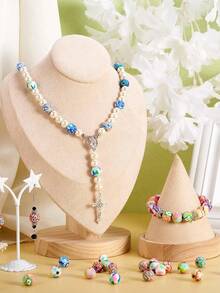 30/50/100颗圆形粘土珠，6/8/10毫米混合花纹聚合物隔珠，用于珠宝制作DIY手链吊坠项链 - 黏土珠 - 查看 5