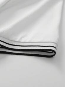 Camisa polo de manga corta casual de verano para hombre con cuello y botones de contraste, adecuada para golf y deportes, camisa polo blanca - Blanco - Ver 8