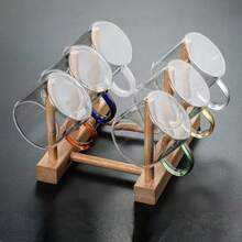 6件套复古迷你茶杯，带把手，耐热功夫茶杯，中式茶桌装饰，手工锤纹，耐高温玻璃，办公室招待客人茶杯，精美礼品 - 彩色 - 查看 5