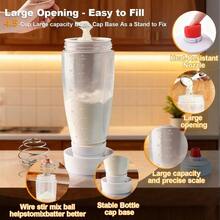 Pancake Batter Dispenser Bottle Kit - 4.5 - Cup Pancakes Mixer With Shaker Ball Stainless Steel Whisk And Brush, Squeeze Bottles Cupcake Muffin Waffle Crepe - 紅白色 - 查看 3