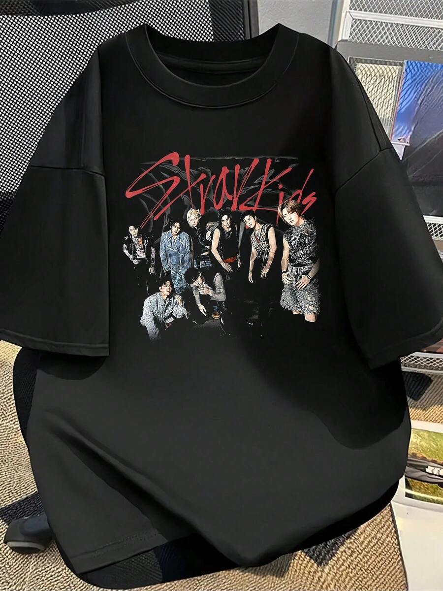 2026- Band Graphic T-Shirt, Do It Album Tee, Stay Kpop Fan Merch Gift Top, Concert World Tour Shirt (1) Printed T-Shirt - Made Of Pure Cotton, Soft And Breathable, Suitable For Men And Women. It Is A Casual Shirt That Is Suitable For All Seasons And Serves As A Fashionable Souvenir. It Is Suitable For Daily Use, For Street Fashion Enthusiasts And For Music Lovers. - 黑色 - 查看 1