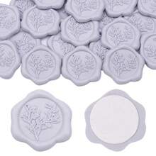 25pcs Eucalyptus Pattern Self-Adhesive Wax Seals, Suitable For Gifts, Wedding Invitations, Envelope Closures - Gray Purple - View 4