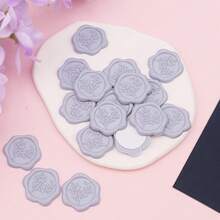 25pcs Eucalyptus Pattern Self-Adhesive Wax Seals, Suitable For Gifts, Wedding Invitations, Envelope Closures - Gray Purple - View 5