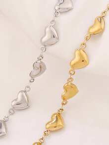 1pc Stainless Steel Hollow Heart Bracelet For Women Fashion 18K Gold Plated Simple Waterproof Chain Bracelets Jewelry Gift - Bracelet - View 2