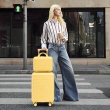 14"/19" 2-Piece ABS Spinner Suitcase Set With Combination Lock & 14" Cosmetic Bag - 黃色 - 查看 4