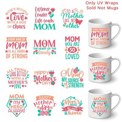 Mom Theme Mother's Day Transfer Decals, 12pcs Self-Adhesive Decorative Transfers Stickers For Glass Jars And Coffee Mugs, Bottles & Crafts, Mother's Day Gifts