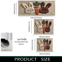 2D Rabbit And Carrot Flat Print Pattern Rug, Soft Washable Floor Mat For Entryway, Porch, Indoor - Living Room, Bathroom, Bedroom, Game Room, Laundry Room, Dorm Decor - Multicolor - View 8