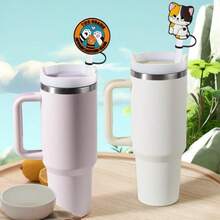 6Pcs 10mm Silicone Straw Covers Cap For Stanley 3040 Oz Cup Dust-Proof Straw Toppers In Cat Design Compatible With Stanley 40 Oz Tumbler With Handle Soft Silicone Material White Color - -貓- - 查看 5