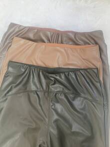 Imported Faux Leather Leggings - 黑色 - 查看 3