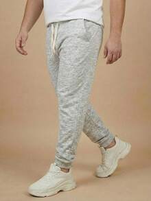 Men's Plus Size Jogger Sweatpants In Flannel Fabric With Pocket | Warm, Plus Size Men's Pants - 灰色 - 查看 1