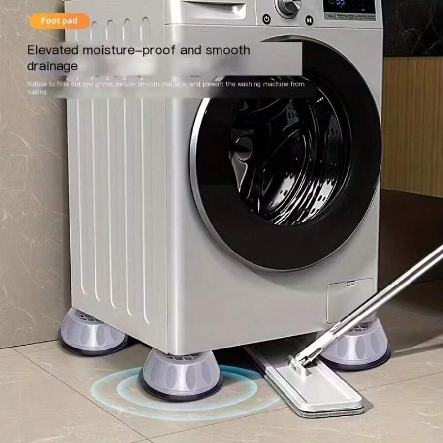 1/2/4 miếng đệm lót máy giặt - Chống sốc, chống trượt, bề mặt kim loại, đế ổn định, phù hợp cho máy giặt và máy sấy, hoạt động êm ái, bảo vệ sàn nhà, lý tưởng cho phòng giặt. Với thiết kế giác hút, tăng cường độ ổn định cho tủ lạnh, máy giặt và các thiết bị khác, cải thiện hiệu quả chống trượt và giảm sốc. Miếng đệm lót máy giặt | Miếng đệm chống trượt đa năng cho tủ lạnh, chất liệu nhựa.