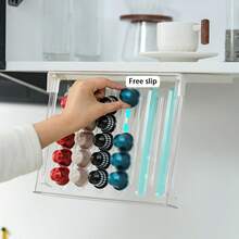 1pc Pull-Out Coffee Capsule Storage Rack, Holds 30 Capsules, Wall-Mounted Space-Saving Coffee Box, Suitable For Living Room, Kitchen, Tea Room - Transparent - View 7