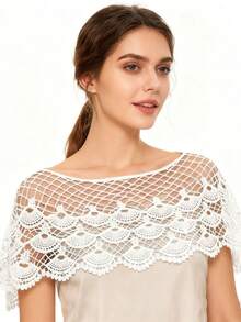 1 pieza Chal de mujer de encaje calado y tejido transpirable, adecuado para ocasiones casuales, de fiesta y de boda en verano - Multicolor - Ver 3