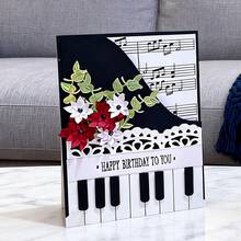 创意钢琴模具，DIY剪贴簿相册和压花模板，贺卡制作工具，卡片纸切割工艺品，礼品卡制作模板模切。 - 銀色 - 查看 2