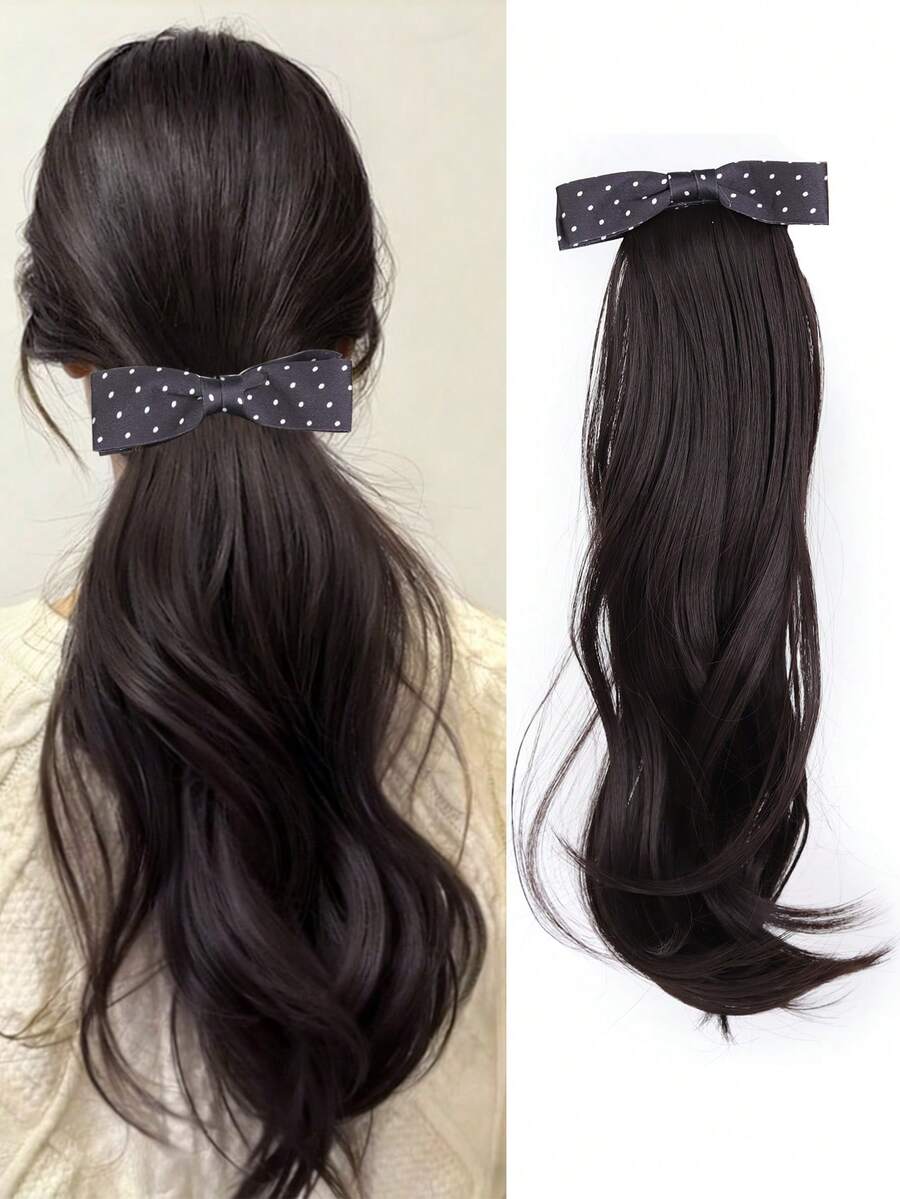 Synthetic Wig Ponytail For Women, Realistic Half-Up Bow Ponytail Wig, Hair Clip, Fluffy And Voluminous Wig Braid. - Multicolor - View 1