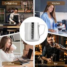 Stainless Steel Milk Frother, Silver, 350ml/600ml/900ml - Latte Art Cup - View 5