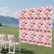 eusmeyusnt 12pcs Künstliche Blumen 40x60cm, Seidenblume Blumenwand Deko, Rosenwand Kunstblumen Für Hochzeitsdekoration, Raumdekoration Haus Dekoration - Rosa + Weiß - Übersicht 3