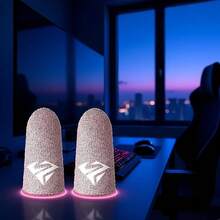 Pair For  Mobile Games Gaming Finger Sleeve Breathable Fingertips Sweatproof Fingertip For Mobile Cove Slip,Finger Sleeves Gaming Accessories (Pink) - Pink - View 3