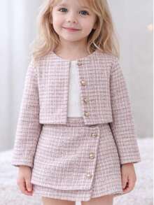 Girls' Children's Outfit, Shorts + Cardigan, Party, Casual, Modest Fashion, Blogger Style. - 淺粉色 - 查看 1