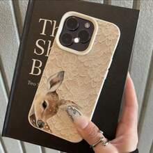 Lace Element Fashion Phone Case TPU Lace Pattern Fashion Phone Case 1pc TPU Material Soft Beige Lace Pattern Elegant Deer Design Phone Case Compatible With IPhone 17 Pro Max/17/16 Pro Max/15/13/12/11, S20 FE/A15/S24/A55, Note 11/Note 12/Note 13 Pro, Full Coverage Anti-Drop Soft Protective Phone Cover Spring Gift Case - White - View 2