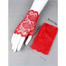 1 Pair Of Sexy Solid Lace Gloves For Christmas And Valentine's Day - màu đen - Xem 9
