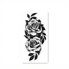 1张手臂花朵纹身贴纸 防水持久 手臂派对临时纹身 - 黑色 - 查看 3