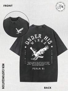 230g Double-Sided Washable T-Shirt With Eagle Scripture Pattern Printed On It, Suitable For Outdoor Adventure Travel On The Streets, And The First Choice For Family, Friends, And Colleagues As Gifts! - Black - View 1