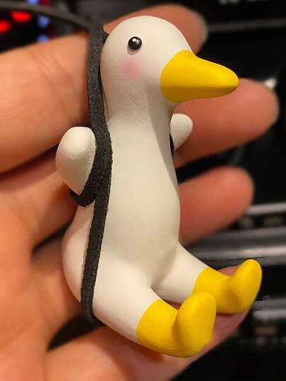 1pc Rocking Duck Ornament, Gypsum Material Mirror Decoration Suitable For Car Interior, Cute Swinging Duck Rear View Mirror Hanging Decor, Interesting Car Interior Decoration Gift, Suitable For Men And Women, Rear View Mirror Hanging Decor, Car Interior Decoration