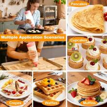 Pancake Batter Dispenser Bottle Kit - 4.5 - Cup Pancakes Mixer With Shaker Ball Stainless Steel Whisk And Brush, Squeeze Pink Kitchen Accessories Gifts - 紅白色 - 查看 7