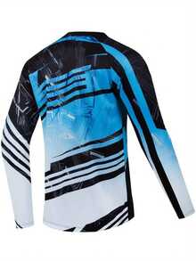Camiseta Manga Larga 05 Hombre Estampado Secado Rápido Transpirable Motociclismo Ciclismo - Azul - Ver 1
