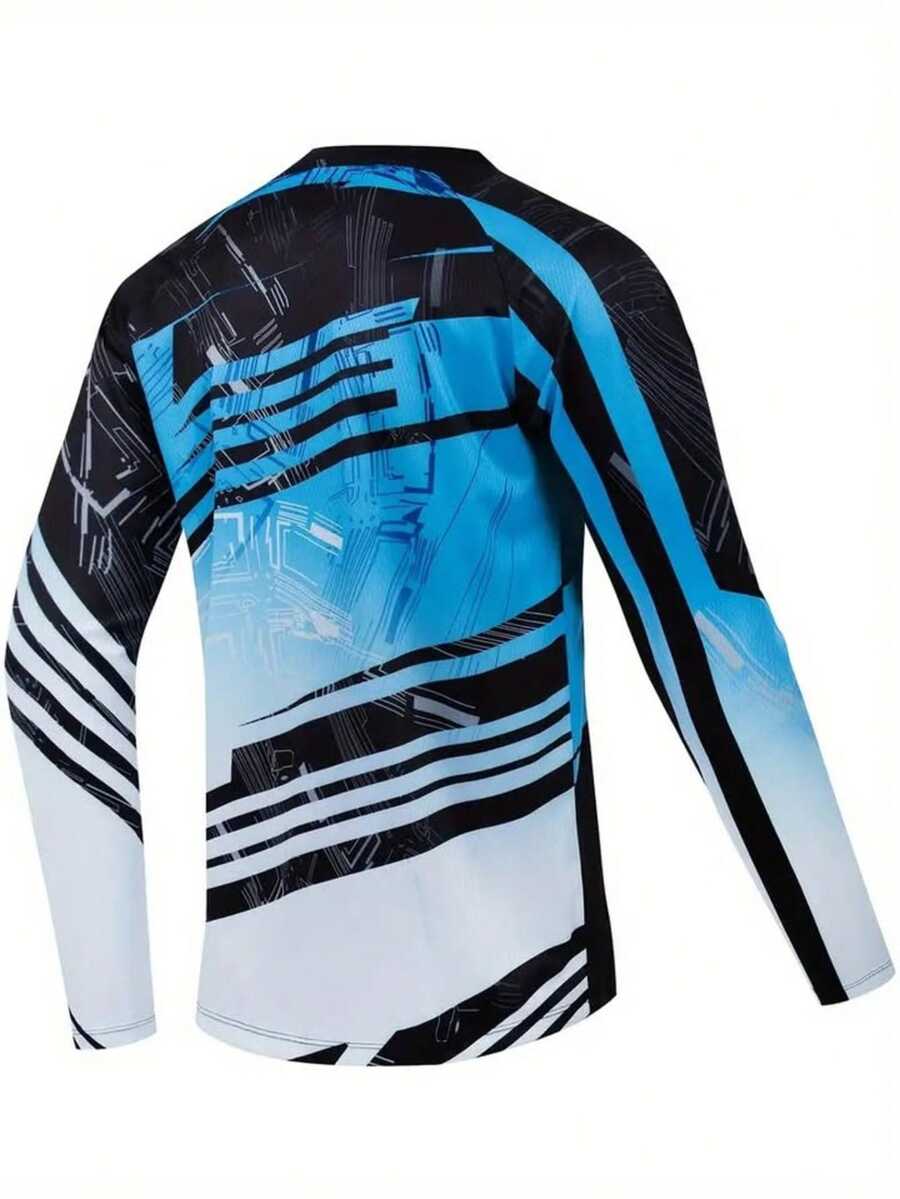 Camiseta Manga Larga 05 Hombre Estampado Secado Rápido Transpirable Motociclismo Ciclismo - Azul - Ver 1