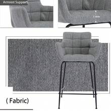 Chairus Barstools Armchair Set Of 2 Fabric Kitchen Breakfast Counter Stools Modern High Stools Dining Chairs With Footrest - Grey - View 3
