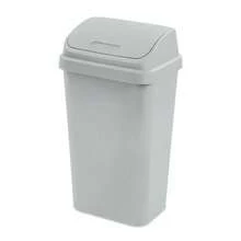 13 Gallon Kitchen Trash Can With Swing Top Lid, Heavy-Duty Plastic Garbage Bin Light Gray, Household Essential Space-Saving Easy To Clean For Home Kitchen - Gray - View 9