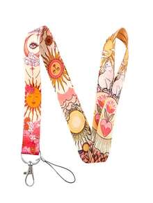 一套可爱的日月图案挂绳，适用于钥匙、身份证、信用卡、银行卡、卡包和手机挂饰，新颖设计的颈带 - 彩色 - 查看 4