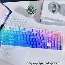 130+ Keycaps Set, Gradient Foggy Blue Contour Line Keycaps (Keycaps Only), Crack Lighting Side-Printed Keycaps Compatible With 104/98/87/75/68/64/61 Keys - Baby Blue - View 5
