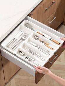 1pc Large Kitchen Spoon Holder, Kitchen Utensil Storage Rack, Drawer Flatware Organizer Box, In-Cabinet Cutlery Chopstick Holder, Kitchen Storage, Drawer Knife Fork Spoon Separator Organizer - Multicolor - View 4
