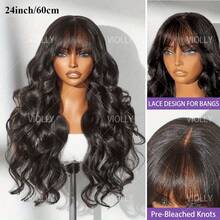 VIOLLY [Body Wave Black Wigs] 28-Inch Deep Wave Black Wigs With Bangs - Easy Glueless 5x5 Pre Cut Lace Closure Wig Comb And Care Fashion Long Wigs - Daily Party Wigs For Christmas New Year Holiday - 1B# - View 3