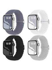 4条编织弹力单环表带，适用于38mm、40mm、41mm、42mm、44mm、45mm、46mm、49mm表盘尺寸，彩色实用尼龙弹力表带，兼容 Ultra 2、SE、11、10、9、8、7、6、5、4、3、2、1系列，适合作为学生返校礼物 - Series10/11 42mm - 查看 27