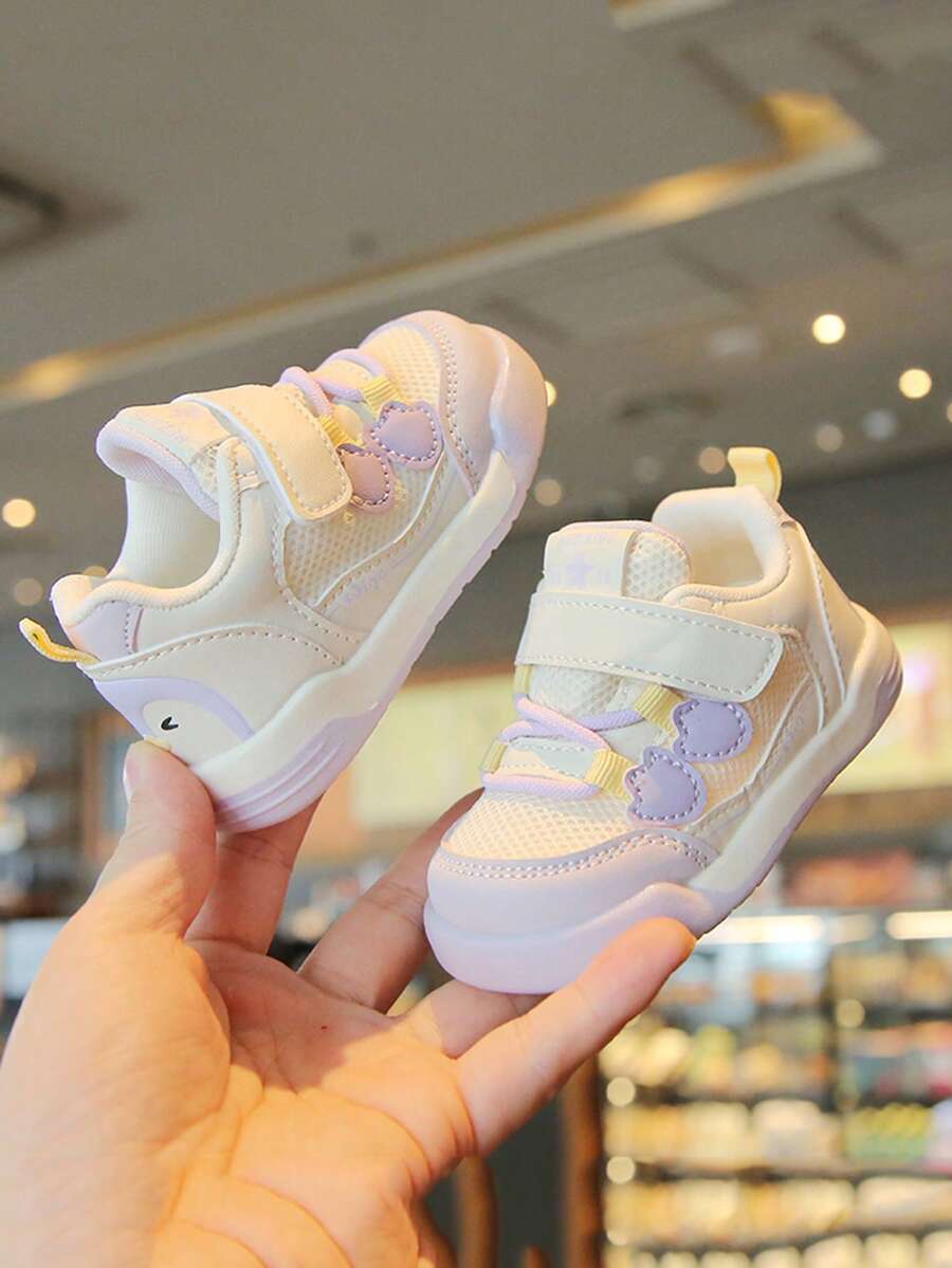 1双时尚休闲婴幼儿透气运动鞋,精致拼接设计,柔软舒适鞋底,适合室内外日常穿着 - 紫色 - 查看 1