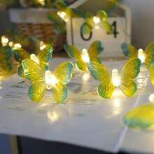 1 Set Of 10/20 Battery Operated Purple Transparent Butterfly Shaped LED String Lights, Suitable For Children's Room, Home Bedroom, Indoor/Outdoor Garden, Wedding Party, Holiday Decoration, Ramadan Decoration, Eid Al-Fitr Gift, Eid Al-Fitr Children's Gift, Ramadan Lighting, Happy Eid Al-Fitr - Multicolor - View 9