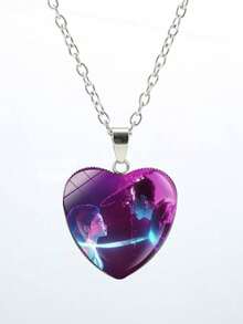 KPOP Demon Hunter SK-POP Girl Group Heart Necklace Pendant, Anime Cartoon Peach Heart Sweater Chain, Valentine's Day Gift - Multicolor - View 12