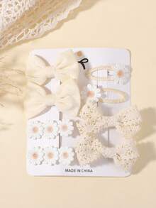 8个可爱蝴蝶结发夹，女孩马尾发夹，节日派对发饰 - 杏色 - 查看 3