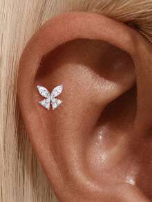 1Pc 925 Sterling Silver Moissanite Romantic Star Stud Earring Flat Back Cartilage Helix Piercing Hypoallergenic Pure Silver Suitable For Women'S Daily Wear,Wedding,Parties, And Banquet Occasions - Silver - View 9