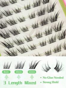 120/36片装免胶假睫毛，Sudaji分段仿真，女士温感自粘狐狸款假睫毛 - 黑色 - 查看 5