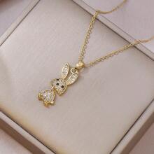 Women's Stainless Steel Zirconia Rabbit Pendant Necklace, Suitable For Daily Wear - Multicolor - View 5