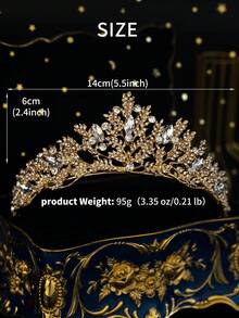 1件金色皇冠，女士水晶发箍，公主风水钻皇冠，新娘头饰，发饰，珠宝，适合新娘、婚礼、生日派对、舞会、圣诞节、斋月等场合。 - 金色 - 查看 33