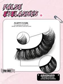 GROINNEYA 10对装蓬松俄罗斯3D水貂毛假睫毛，纤长浓密，打造猫眼妆效，奢华丰盈，整条式设计，自然柔软，打造最美妆容，旅行必备化妆工具 - 俄羅斯條狀假睫毛 - 查看 5