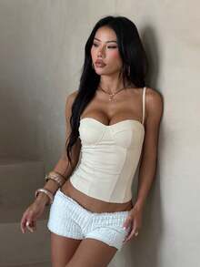 Elegant Versatile Solid Color Camisole Top Summer - Apricot - View 4